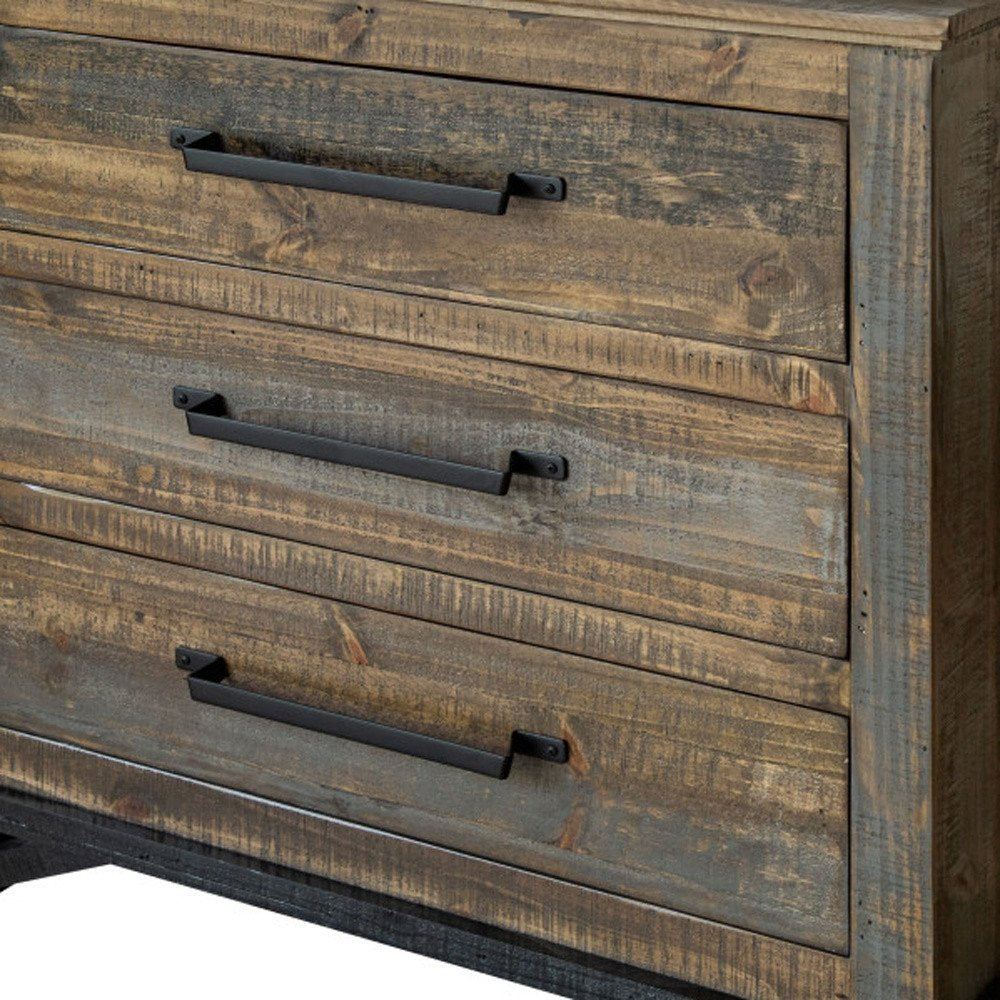 37" Gray Solid Wood Five Drawer Chest