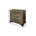 37" Gray Solid Wood Five Drawer Chest