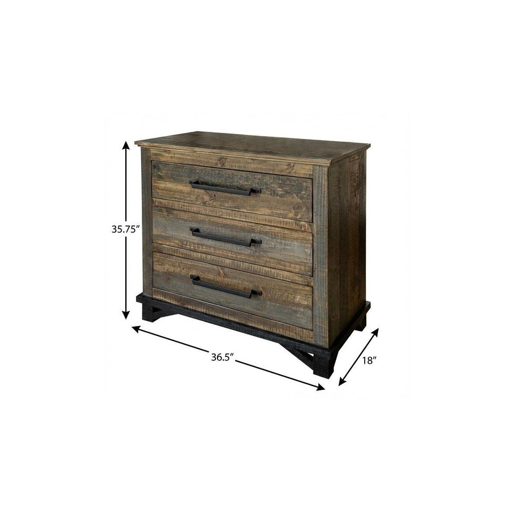 37" Gray Solid Wood Five Drawer Chest