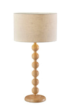 28" Brown Solid Wood Candlestick Table Lamp With Off White Drum Shade