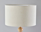28" Brown Solid Wood Candlestick Table Lamp With Off White Drum Shade