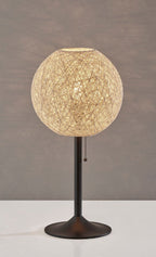 24" Antiqued Bronze Metal Candlestick Table Lamp With Off White Globe Shade