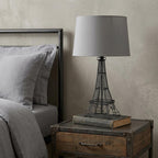 25" Black Acrylic Paris Desk Table Lamp With Gray Drum Shade