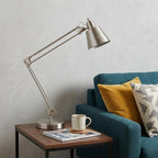 27" Nickel Metal Desk Table Lamp With Nickel Cone Shade