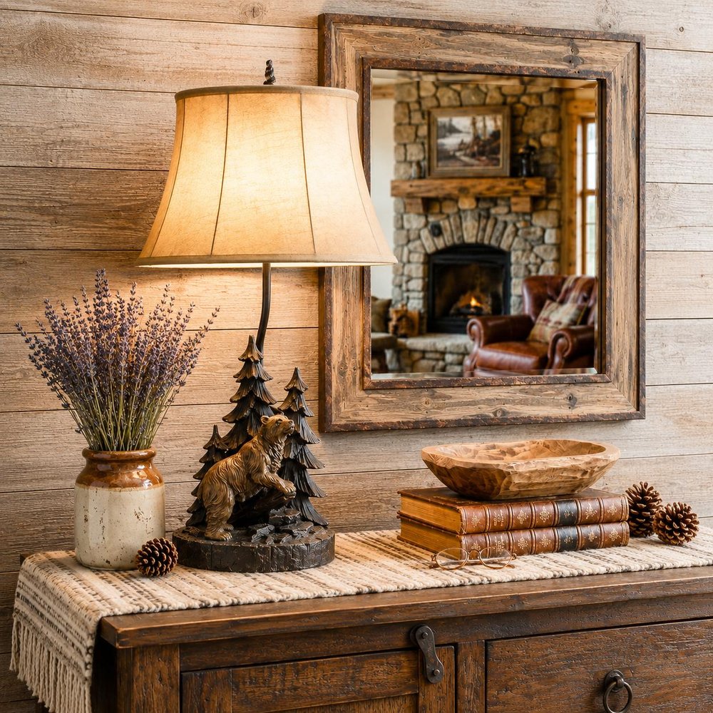 29" Antiqued Bronze Novelty Table Lamp With Brown Bell Shade