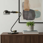 21" Bronze Metal Desk Table Lamp With Bronze Dome Shade