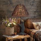 29" Gray Novelty Table Lamp With Brown Empire Shade