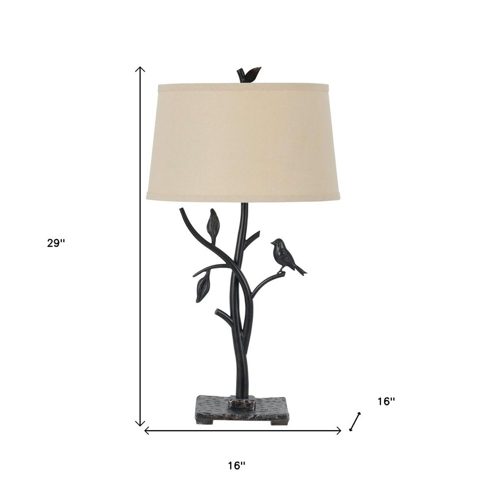 29" Black Birds On Branches Table Lamp With Empire Shade