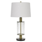 31" Clear Metal Table Lamp With White Empire Shade