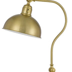 25" Antiqued Brass Metal Lantern Desk Lamp With Antiqued Brass Dome Shade