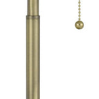 20" Antiqued Brass Metal Two Light Table Lamp With White Drum Shade
