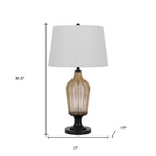 31" Bronze Glass Table Lamp With White Empire Shade