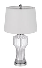 26" Clear Glass Table Lamp With White Empire Shade