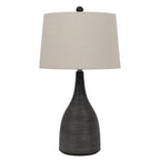 29" Black Ceramic Round Table Lamp With Beige Empire Shade
