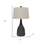 29" Black Ceramic Round Table Lamp With Beige Empire Shade