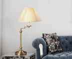 30" Bronze Metal Swing Arm Table Lamp With Off White Empire Shade