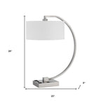 26" Nickel Metal Lantern Desk USB Table Lamp With White Shade