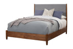 Brown and Gray Solid Wood And Linen California King Bed Frame