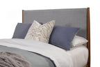 Brown and Gray Solid Wood And Linen California King Bed Frame