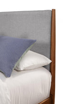 Brown and Gray Solid Wood And Linen California King Bed Frame