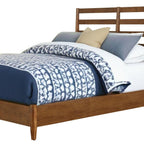 Brown Slat Back Solid Wood California King Bed Frame