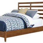 Brown Slat Back Solid Wood King Bed Frame