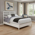 White Slat Back Solid Wood Queen Bed Frame