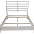 White Slat Back Solid Wood Queen Bed Frame
