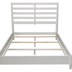 White Slat Back Solid Wood Queen Bed Frame