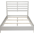 White Slat Back Solid Wood California King Bed Frame