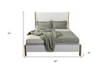 Natural and White Solid Wood And Upholstery California King Bed Frame