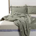 Natural and White Solid Wood And Upholstery King Bed Frame
