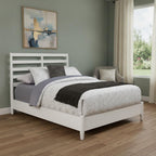 White Slat Back Solid Wood Full Bed Frame