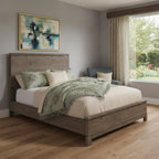Gray Distressed Solid Wood Full Bed Frame