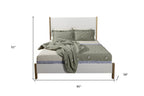 Natural and White Solid Wood And Upholstery Full Bed Frame