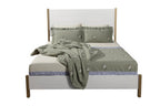 Natural and White Solid Wood And Upholstery Full Bed Frame