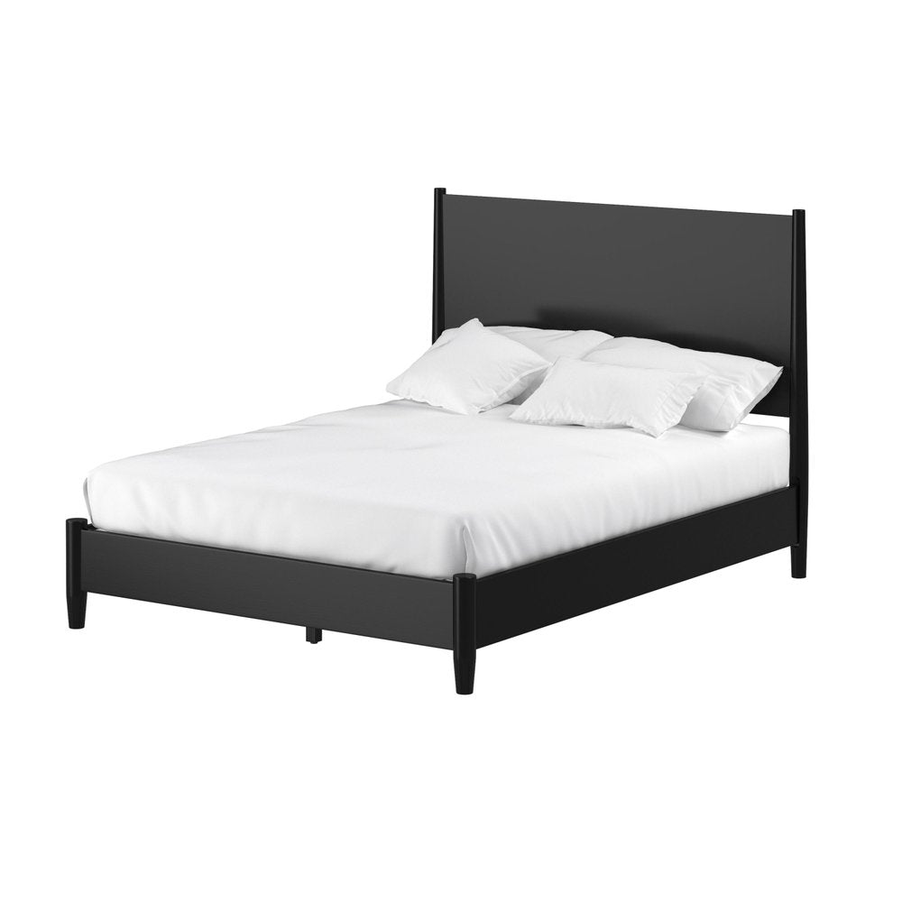 Black Solid Wood Full Bed Frame