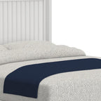 White Ribbed Texture Solid Wood Queen Bed Frame