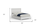 White Ribbed Texture Solid Wood Queen Bed Frame