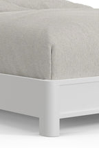 White Ribbed Texture Solid Wood Queen Bed Frame