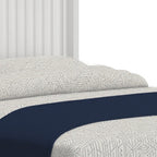 White Ribbed Texture Solid Wood Queen Bed Frame