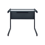 33" Clear and Black Glass and Stainless Steel Writing Desk