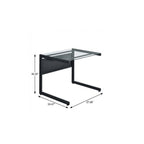 33" Clear and Black Glass and Stainless Steel Writing Desk