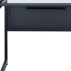 33" Clear and Black Glass and Stainless Steel Writing Desk
