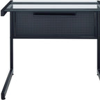 33" Clear and Black Glass and Stainless Steel Writing Desk