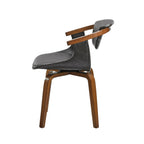 Gray and Brown Upholstered Faux Leather Dining Arm Chair