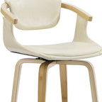 Gray and Brown Upholstered Faux Leather Dining Arm Chair