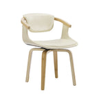 Gray and Brown Upholstered Faux Leather Dining Arm Chair
