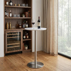 26" White and Silver Rounded Steel Bar Table