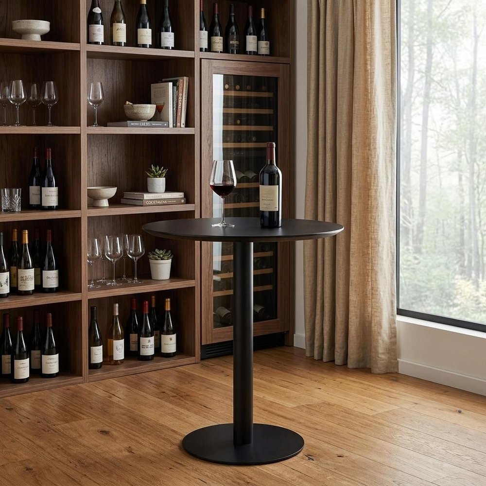 32" Black Rounded Steel Bar Table